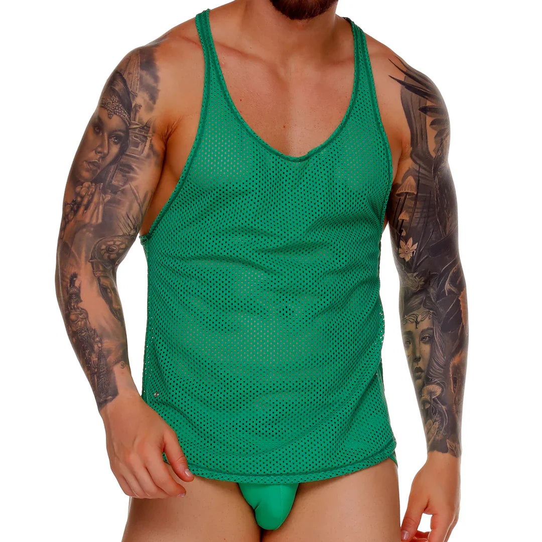 Morocco Green Tank front view by Gigo Underwear