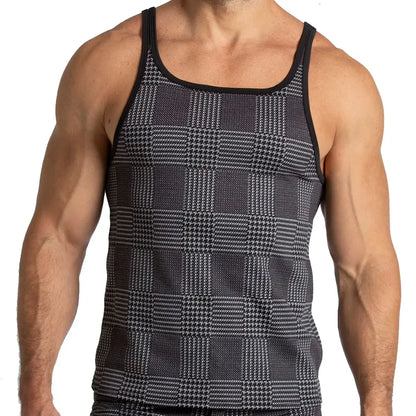 Mountain Black Tank front view by Gigo Underwear