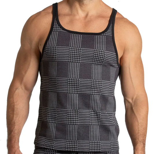 Mountain Black Tank front view by Gigo Underwear