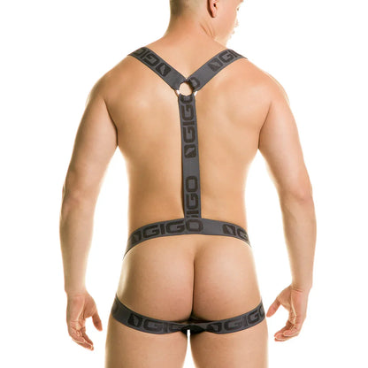 New Cautious Gray Harness back view by Gigo Underwear