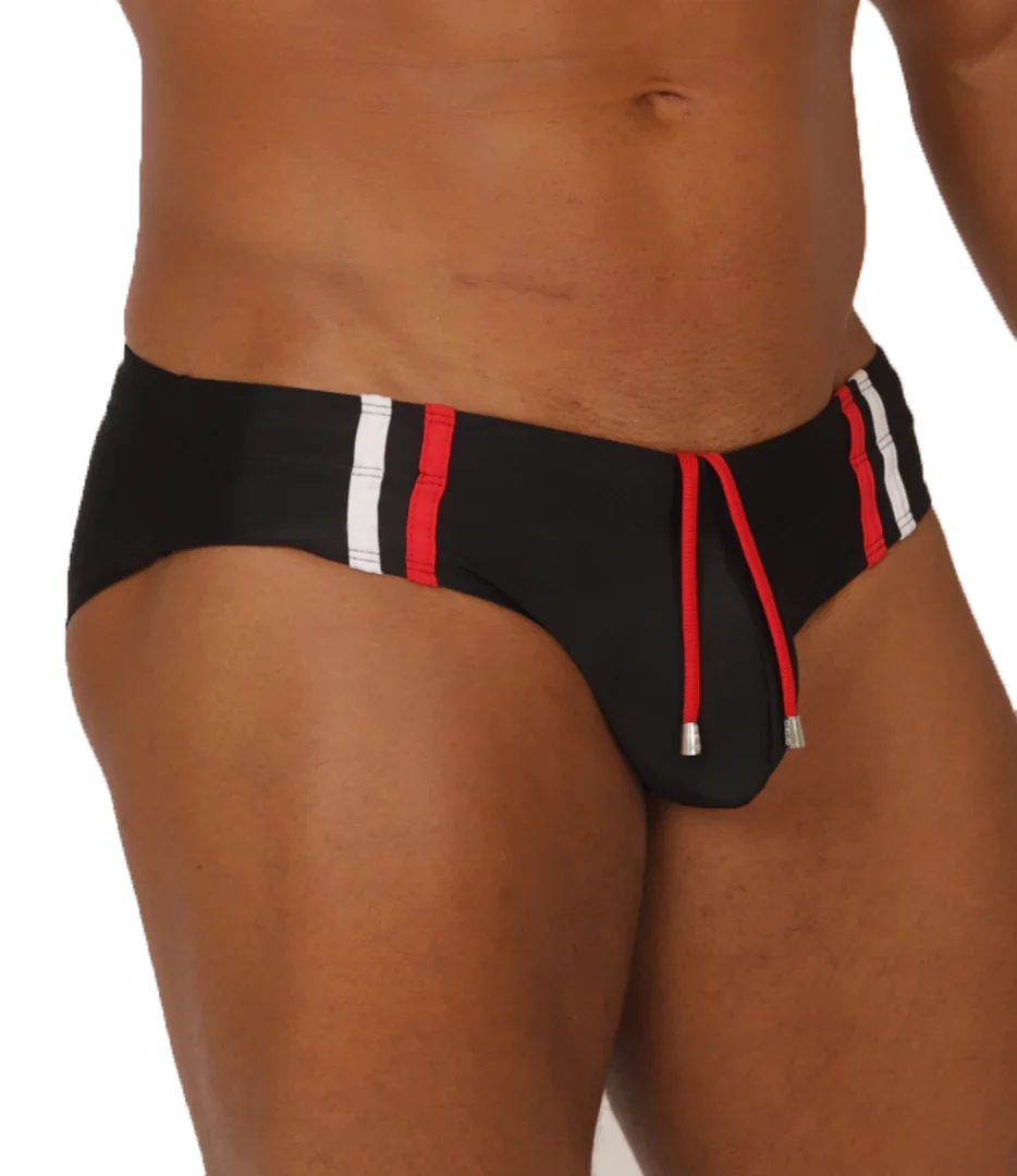 Nice Black Swimbrief front view by Gigo Underwear