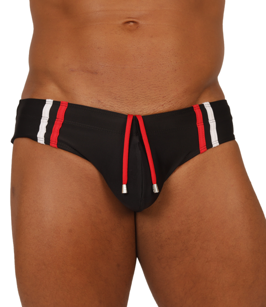 NICE BLACK SWIMBRIEF - Bold Men's Brief with Contrasting Waistband