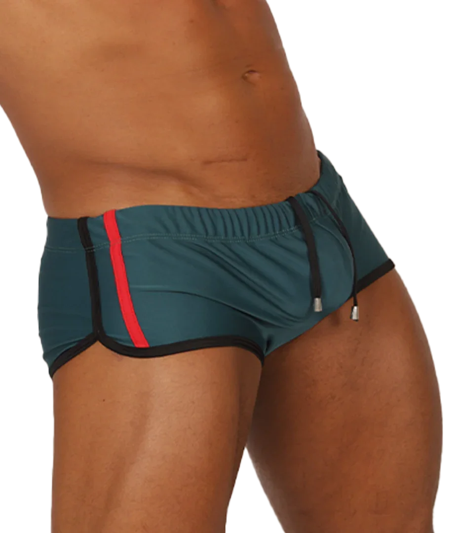 Nice Green Swim Trunk front view by Gigo Underwear