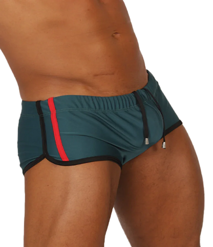 Nice Green Swim Trunk front view by Gigo Underwear