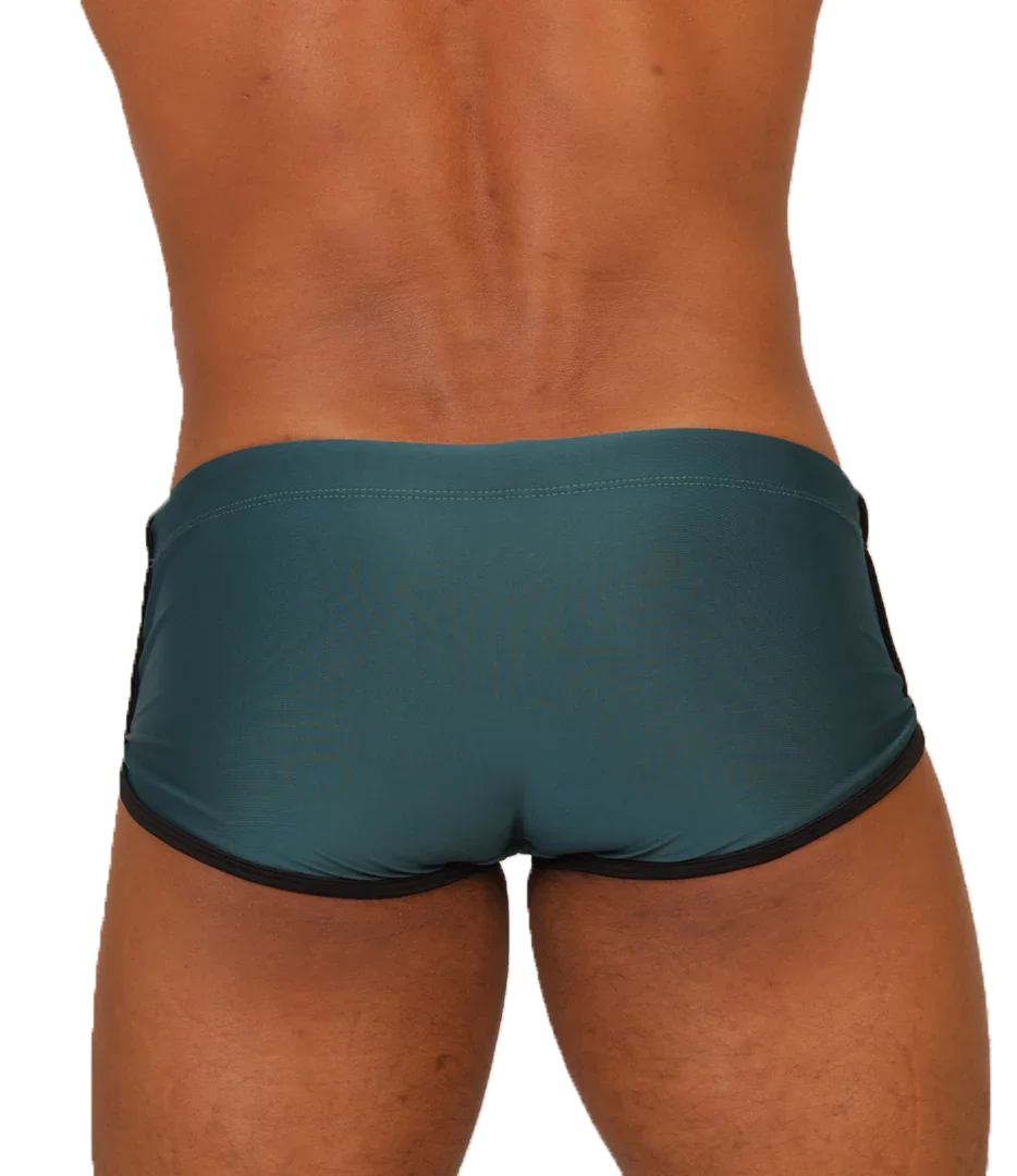 Nice Green Swim Trunk back view by Gigo Underwear
