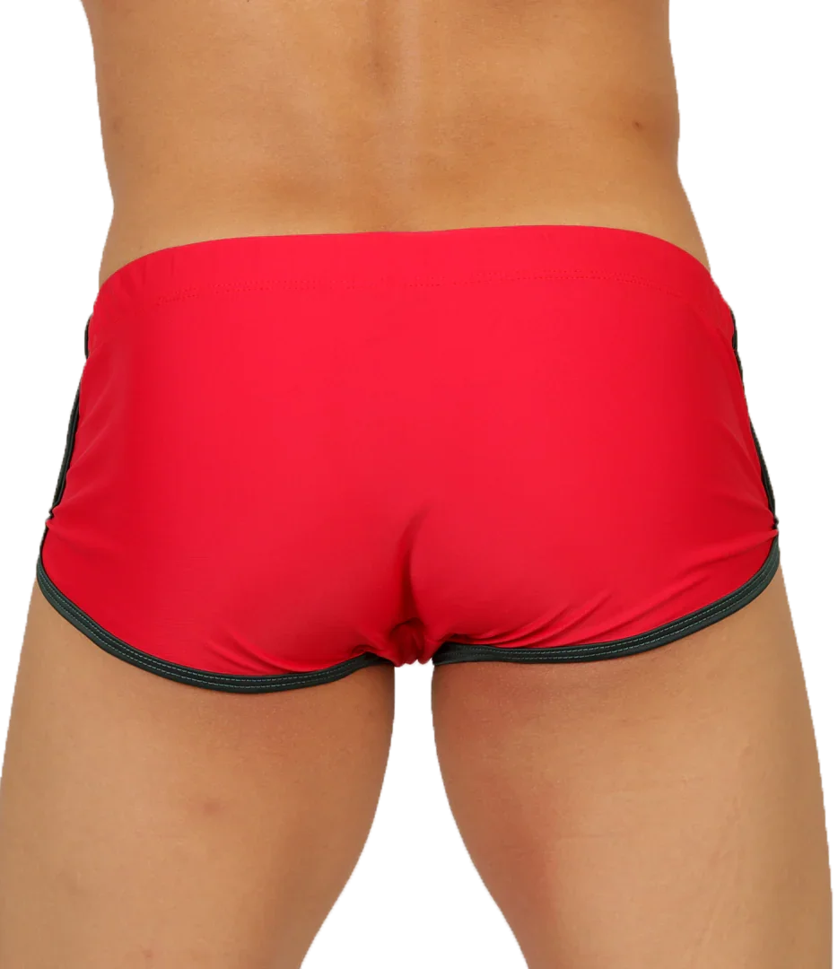 Nice Red Swim Trunk back view by Gigo Underwear