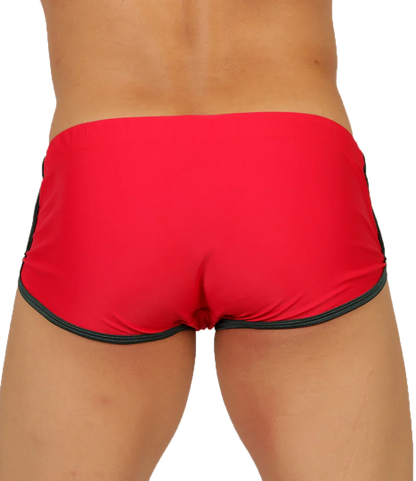 Nice Red Swim Trunk back view by Gigo Underwear