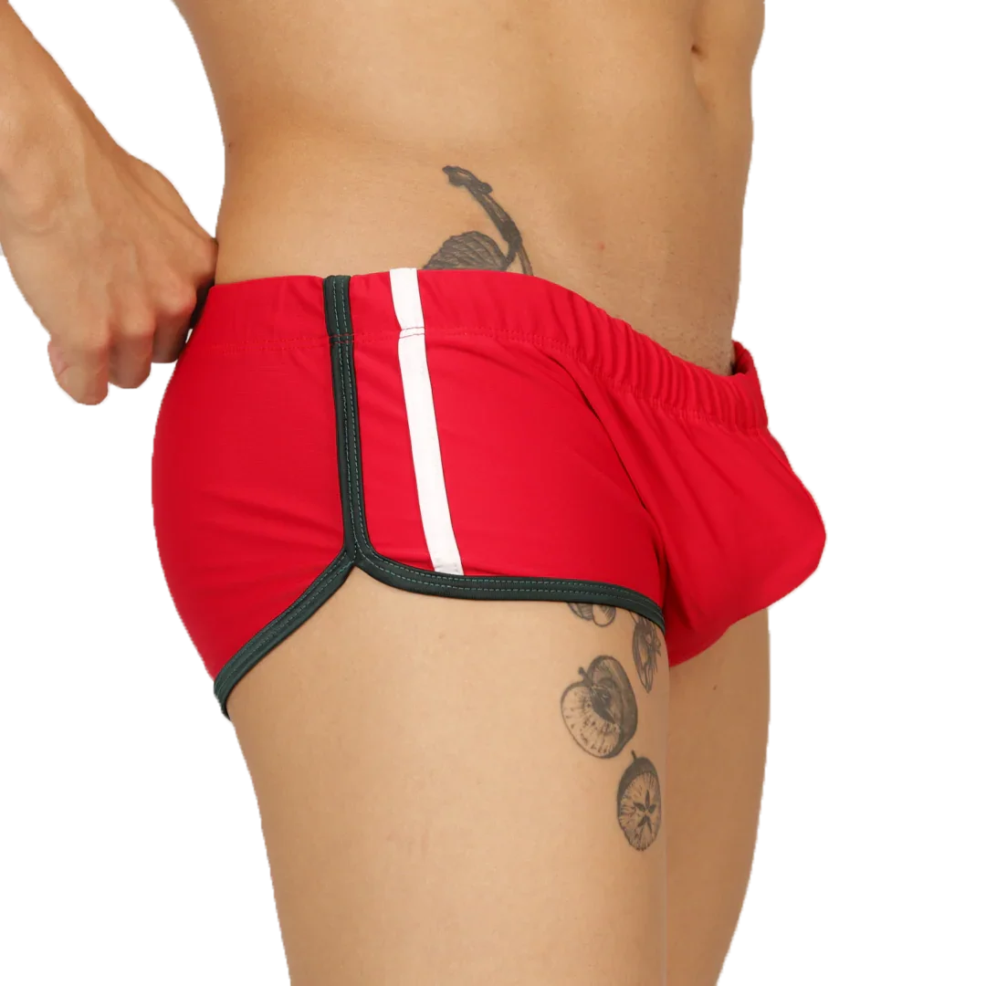 Nice Red Swim Trunk front view by Gigo Underwear