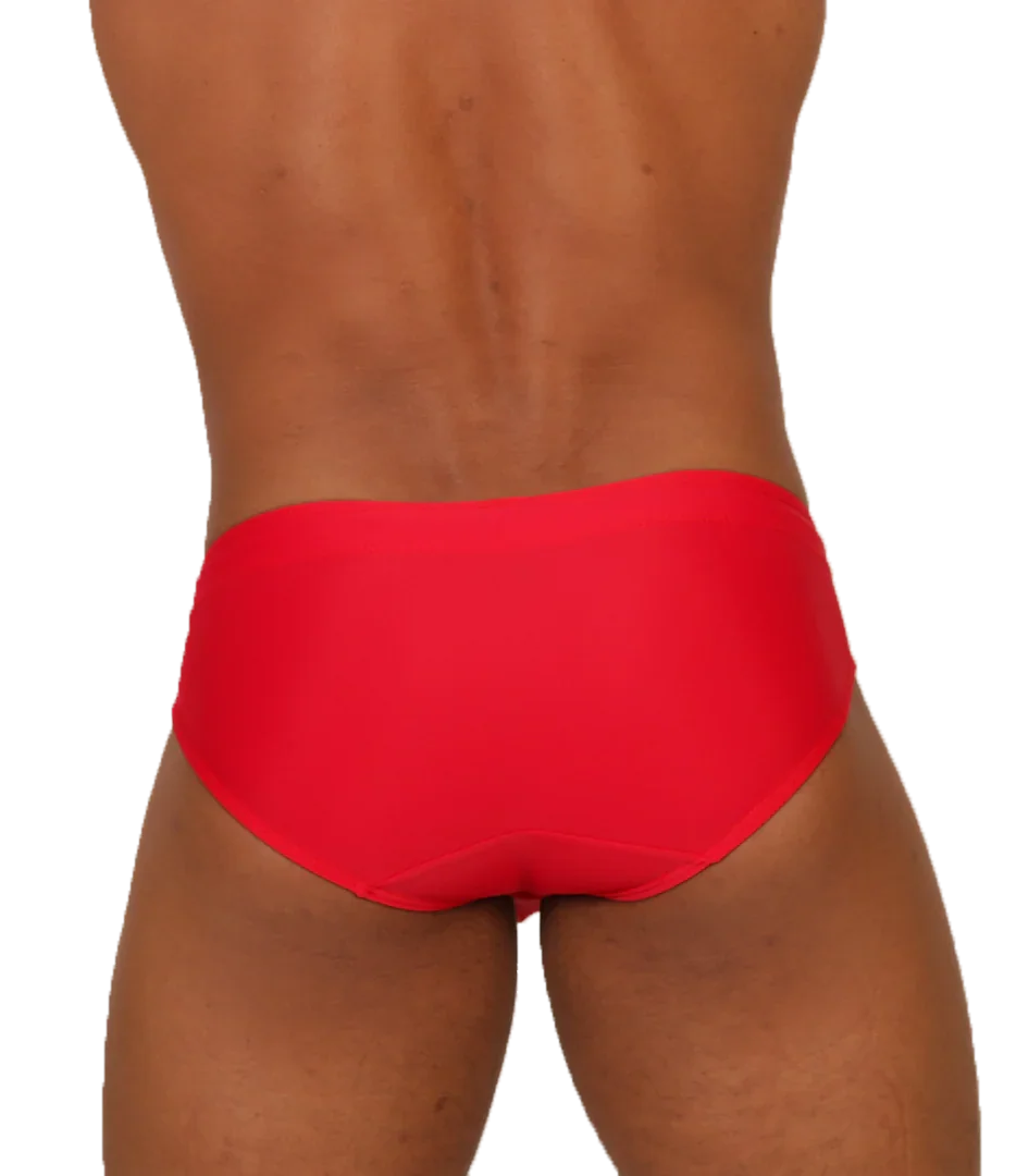 Nice Red Swimbrief front view by Gigo Underwear