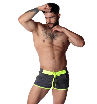 Nafts Gray Shorts on model by Gigo Underwear