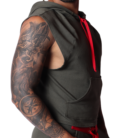 Nafts Green Hoody T Shirt front view by Gigo Underwear