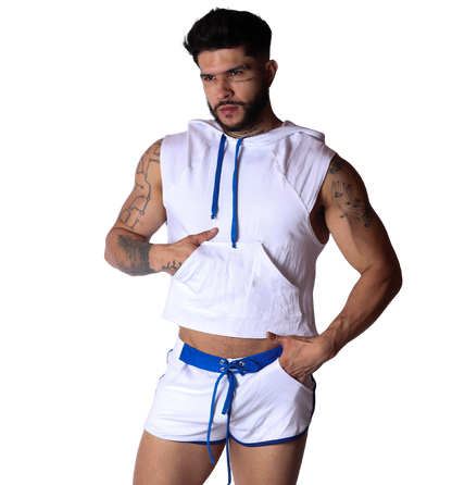 Nafts White Hoody T Shirt on model by Gigo Underwear