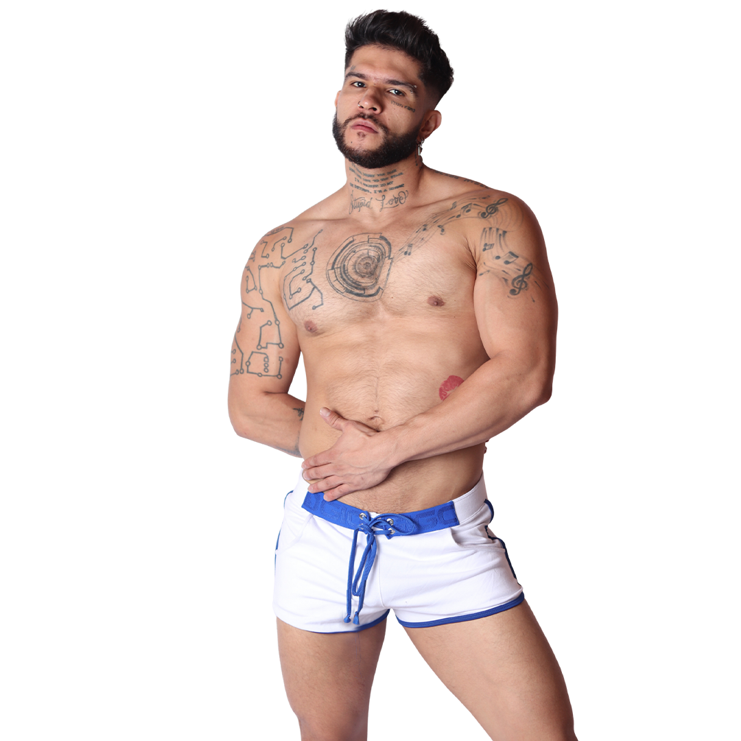 Nafts White Shorts on model by Gigo Underwear