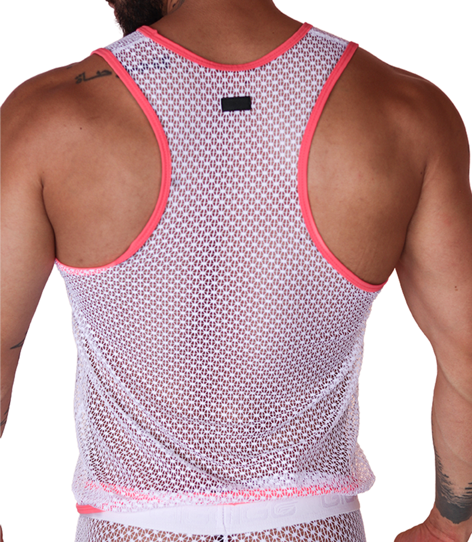 Net Fuchsia Tank back view by Gigo Underwear