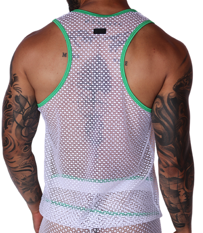 Net Green Tank back view by Gigo Underwear