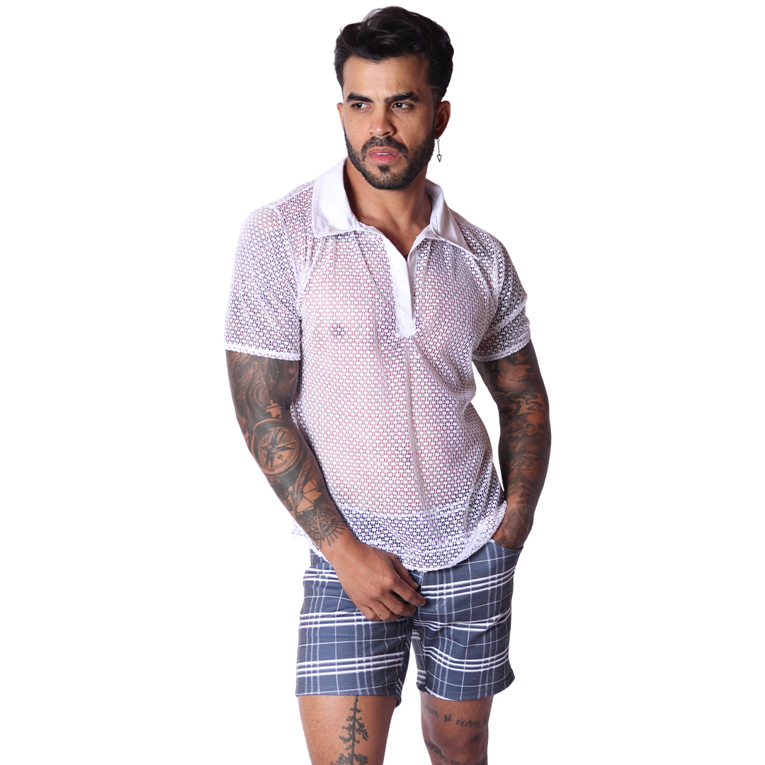 Net White Shirt on model by Gigo Underwear