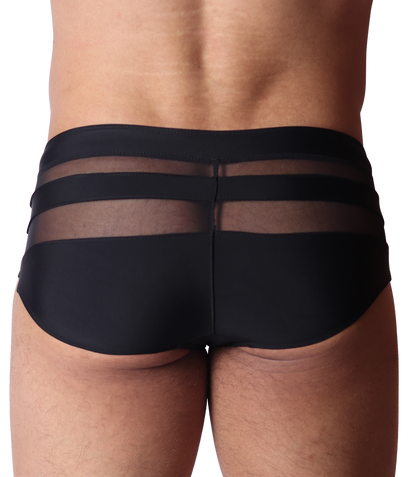 Panel Black Swim Brief back view by Gigo Underwear