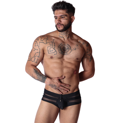 Panel Black Swim Brief on model by Gigo Underwear