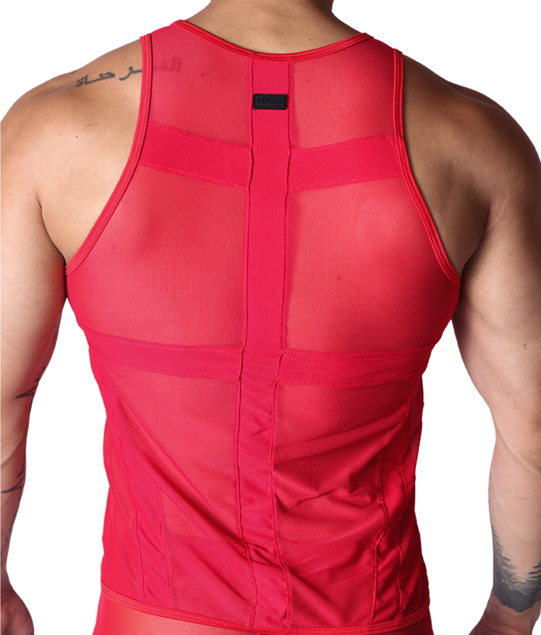 Panel Red Tank front view by Gigo Underwear