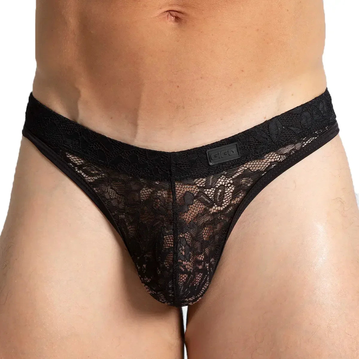 Paradise Black Gstring front view by Gigo Underwear