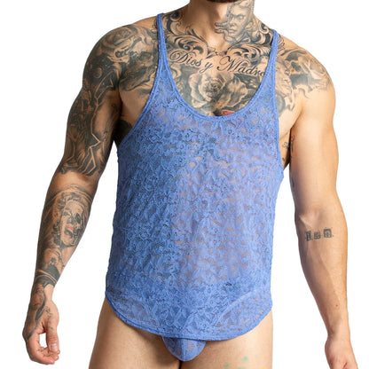 Paradise Blue Tank back view by Gigo Underwear