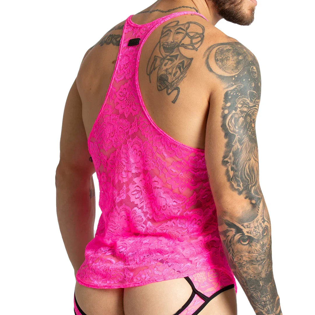 Paradise Fucshia Tank back view by Gigo Underwear