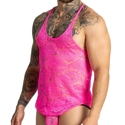 Paradise Fucshia Tank front view by Gigo Underwear