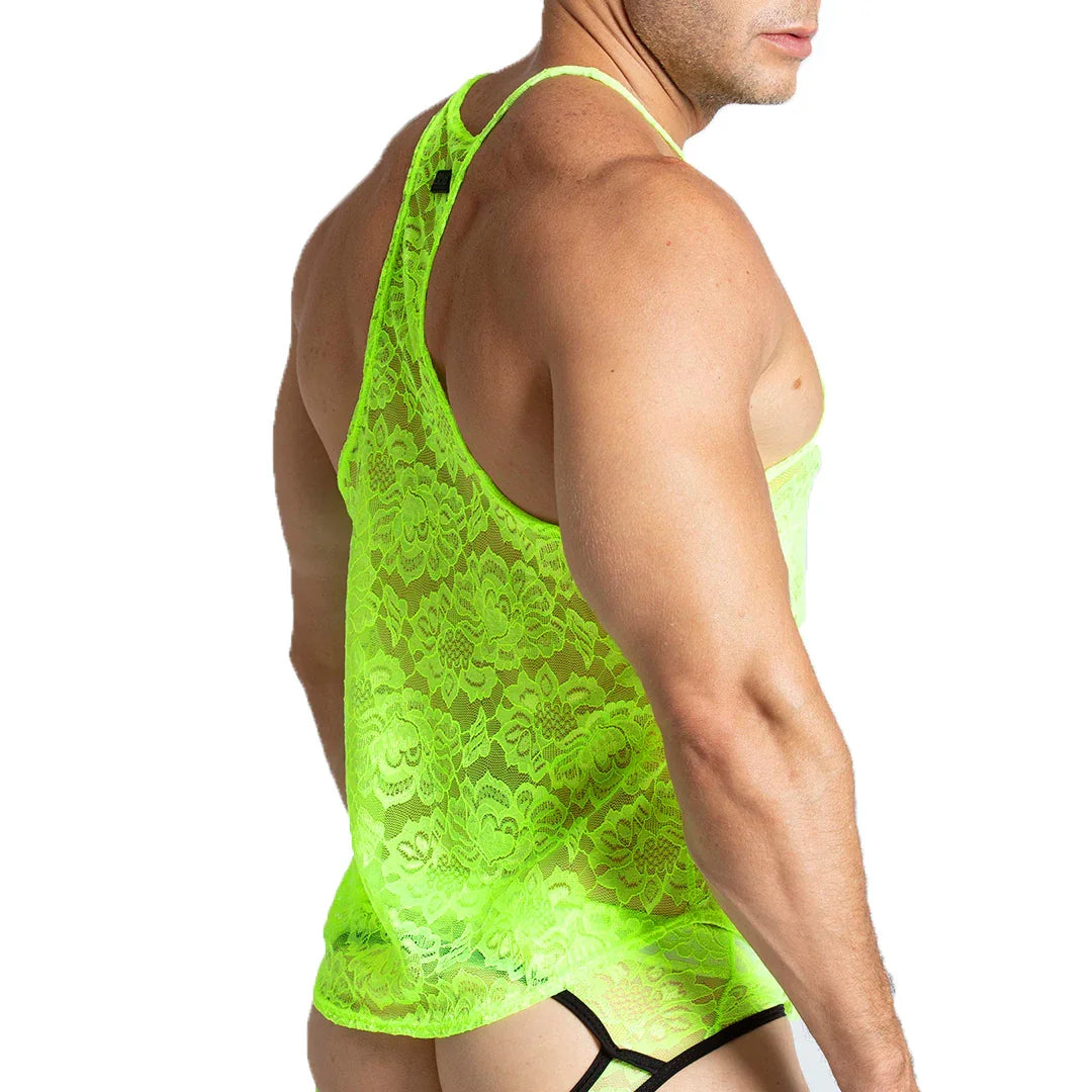 Paradise Yellow Tank back view by Gigo Underwear