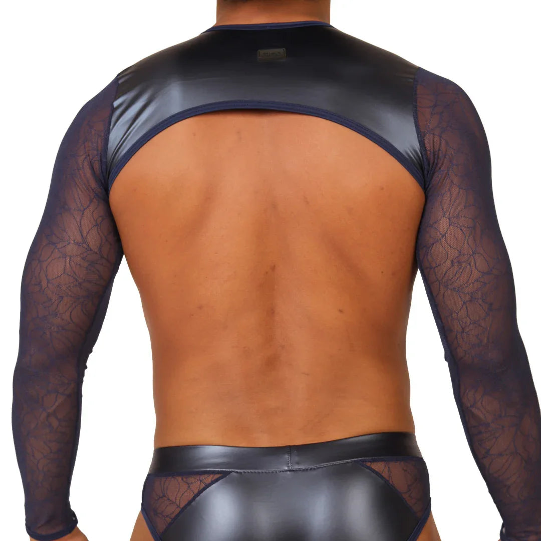 Passione Blue Harness back view by Gigo Underwear