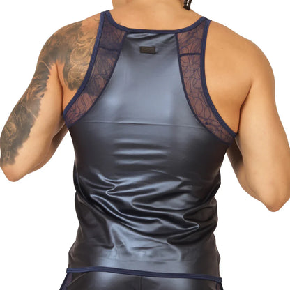 Passione Blue Tank front view by Gigo Underwear