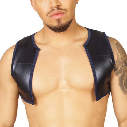 PASSIONE BLUE VEST HARNESS - Bold Men's Brief with Contrasting Waistband