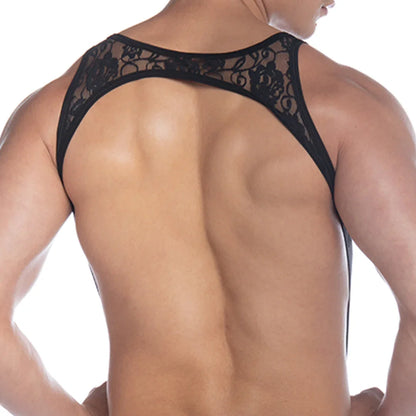 Picot Black Harness back view by Gigo Underwear