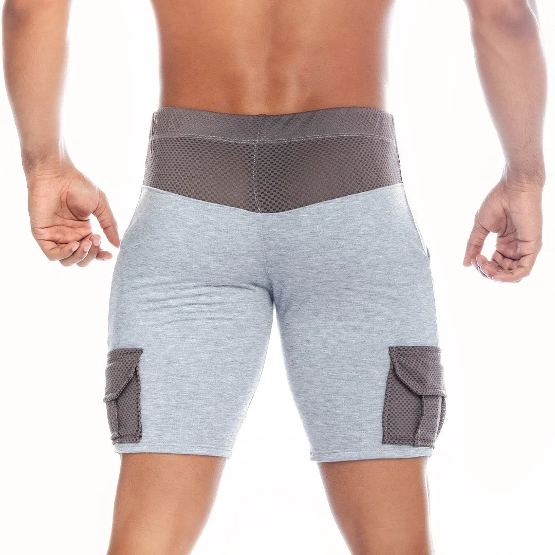 Pocket Gray Short back view by Gigo Underwear