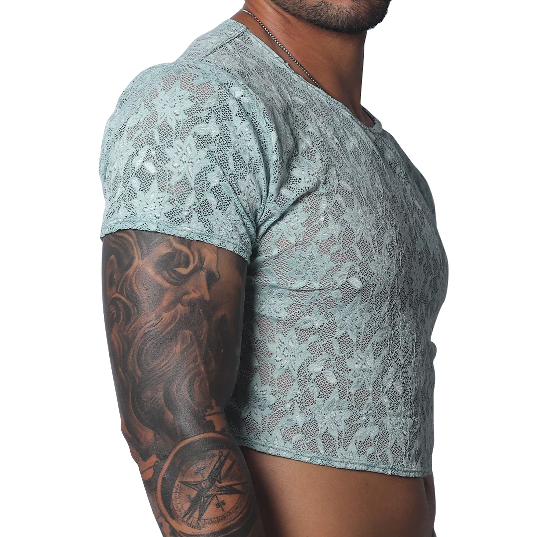 Prolix Aqua Croop Top front view by Gigo Underwear