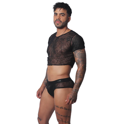 Prolix Black Croop Top on model by Gigo Underwear