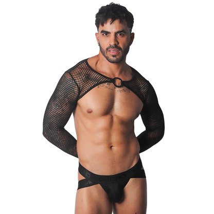 Provocative Black Harness on model by Gigo Underwear