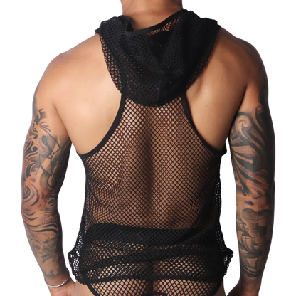 Provocative Black Hoody Tshirt back view by Gigo Underwear