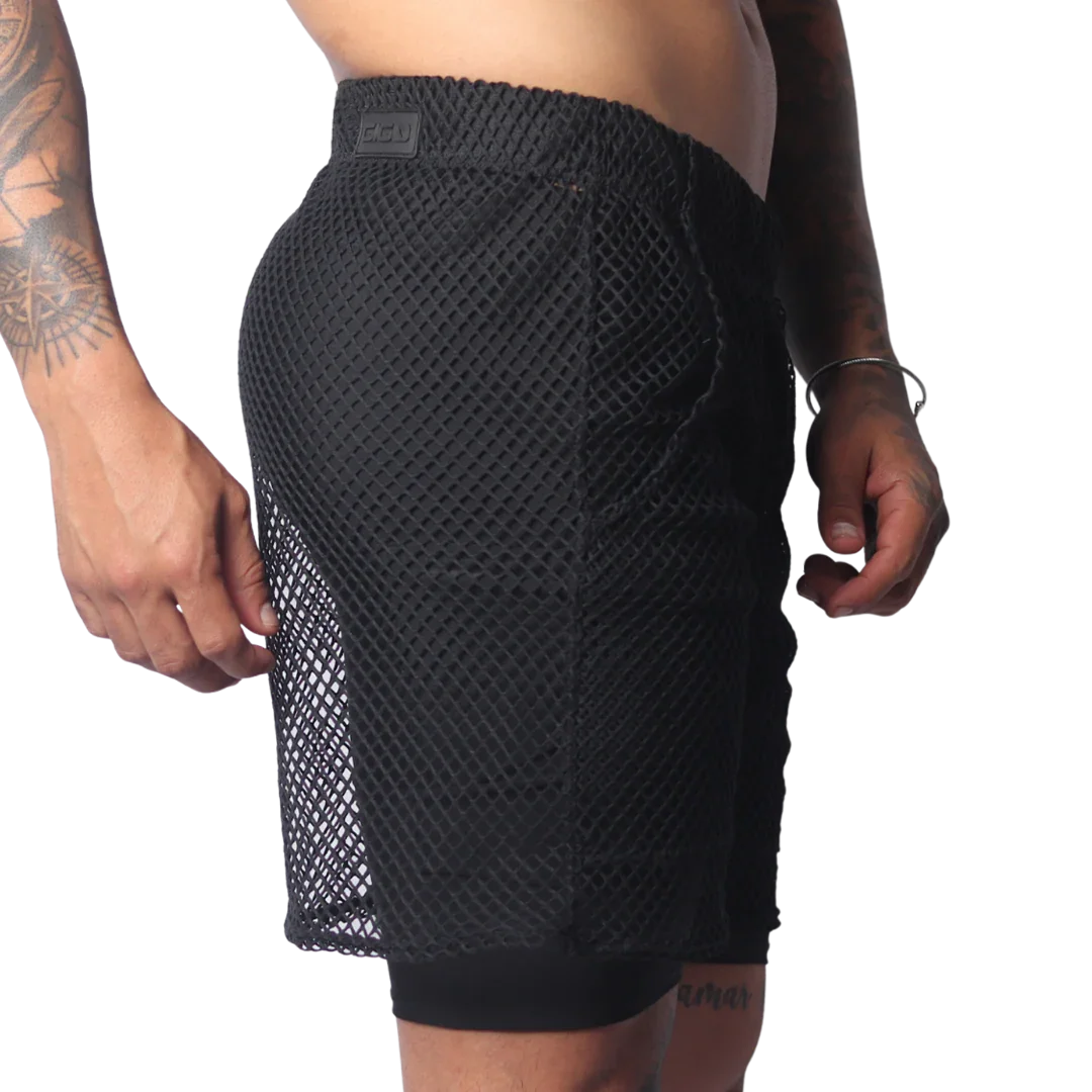 Provocative Black Short front view by Gigo Underwear