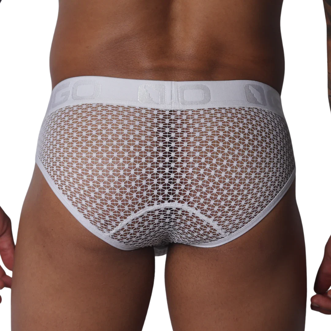Provocative White Brief back view by Gigo Underwear