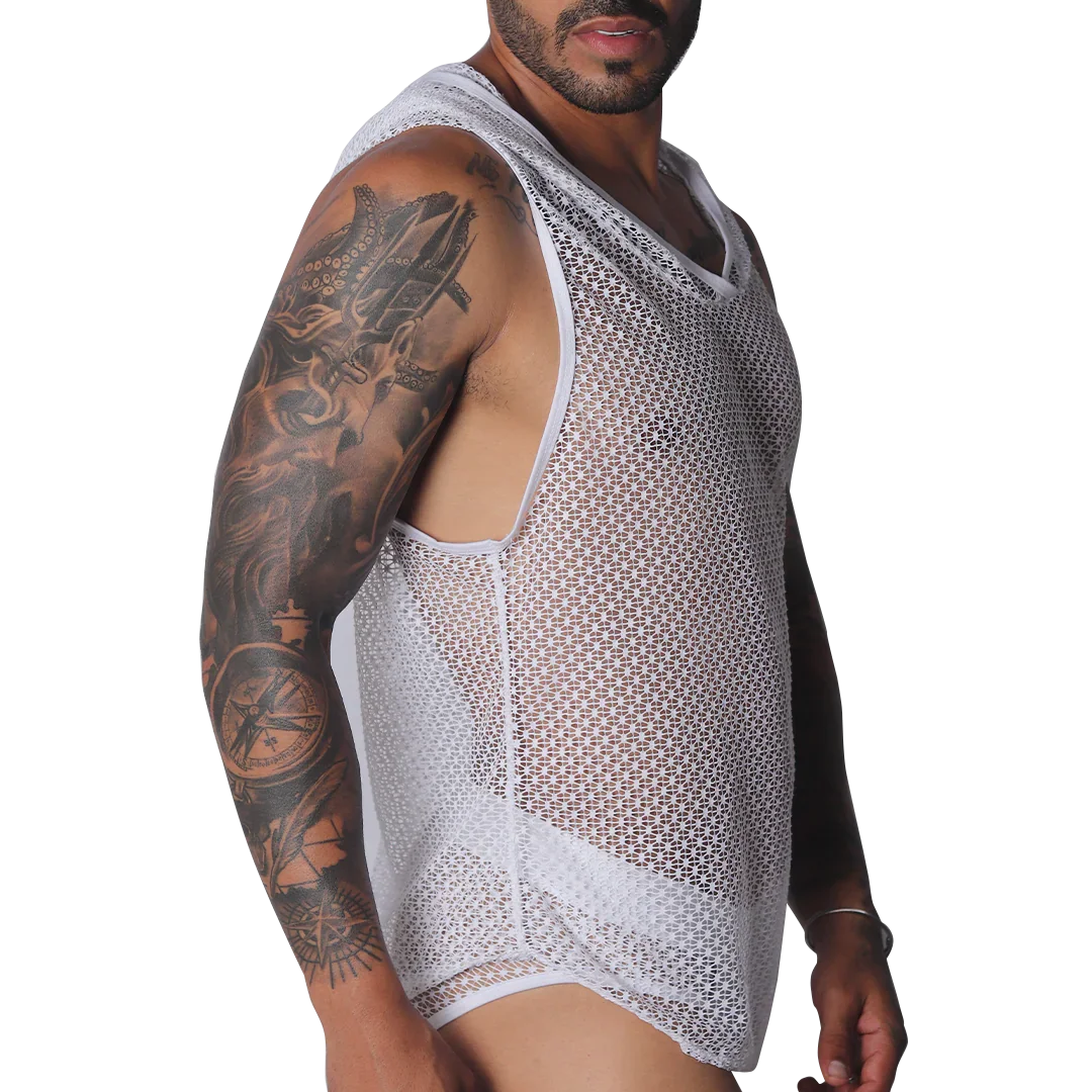 Provocative White Hoody Tshirt front view by Gigo Underwear