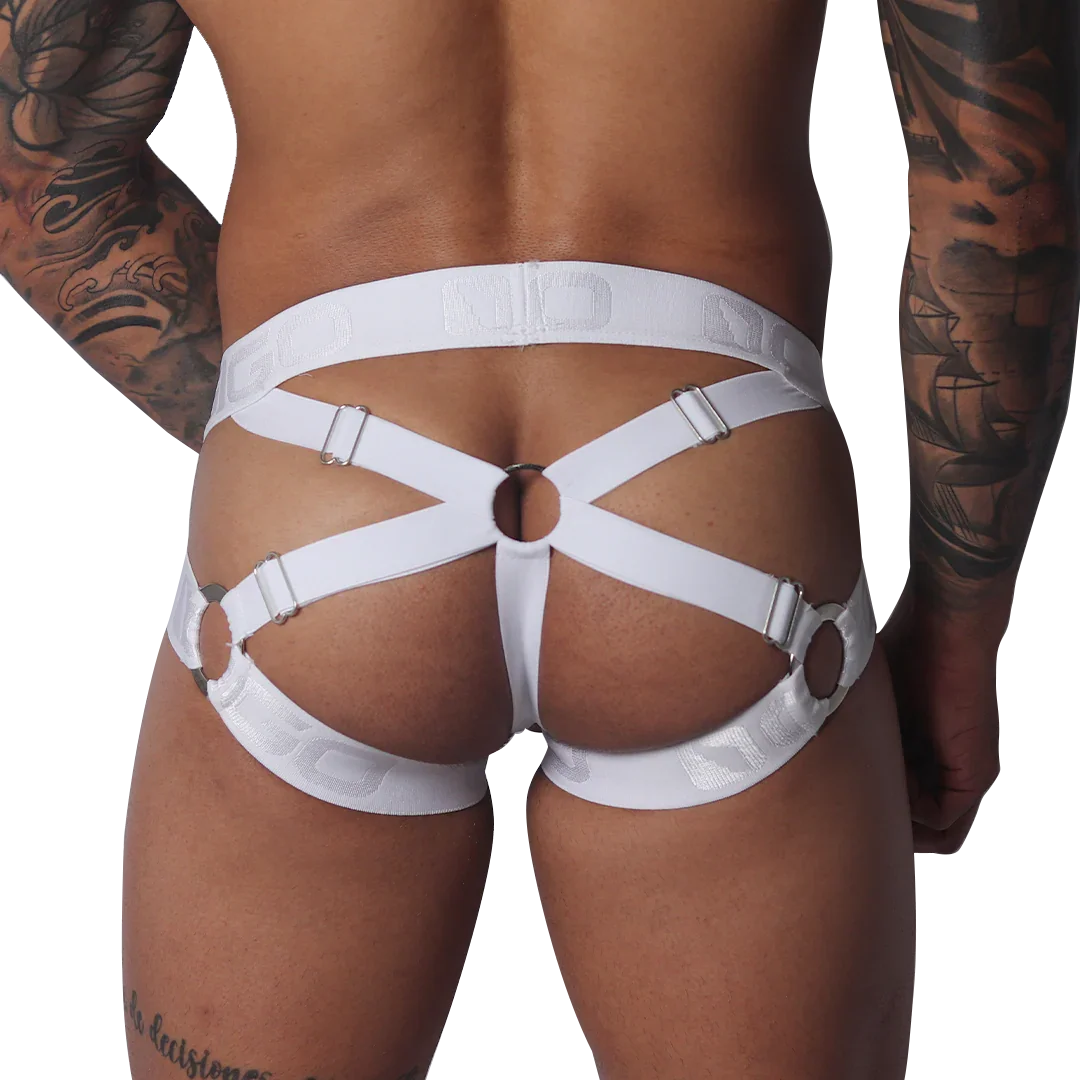 Provocative White Jockstrap back view by Gigo Underwear
