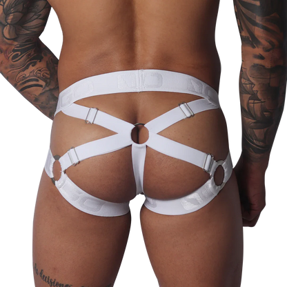 Provocative White Jockstrap back view by Gigo Underwear