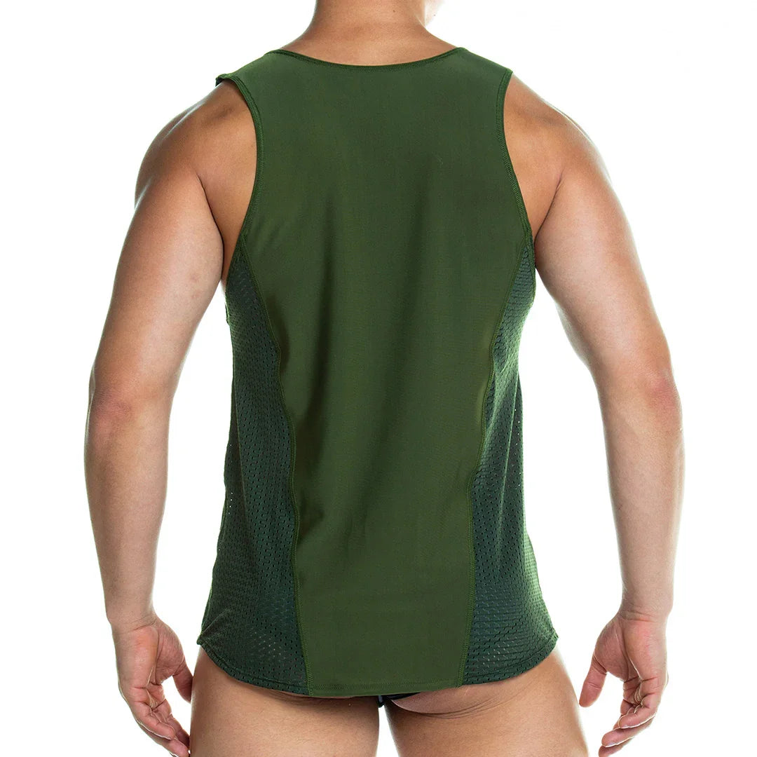 Prudence Green Tank front view by Gigo Underwear