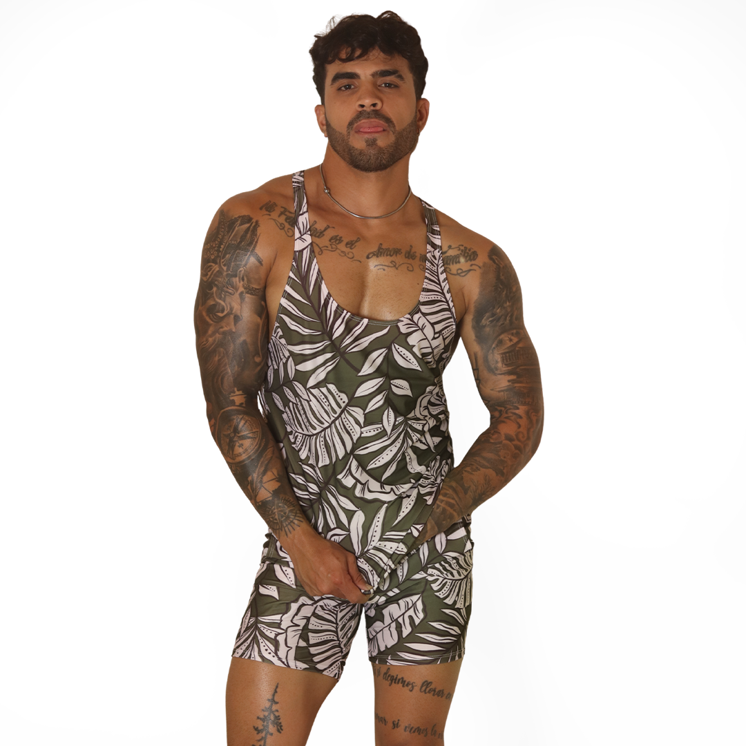 Prisma Green Tank on model by Gigo Underwear