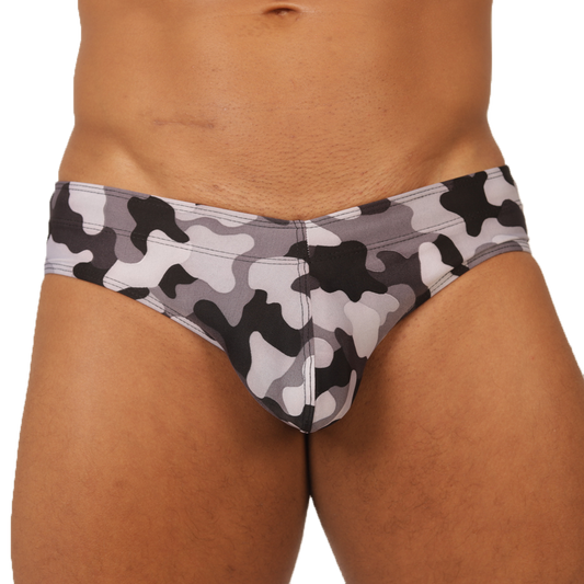 RANK CAMOUFLAGED SWIM BRIEF - Bold Men's Brief with Contrasting Waistband