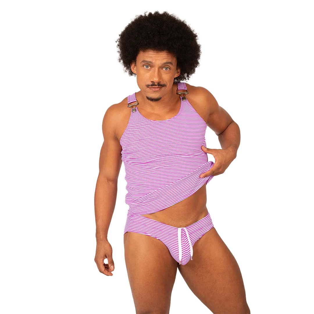 Rank Purple Tank on model by Gigo Underwear
