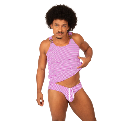 Rank Purple Tank on model by Gigo Underwear