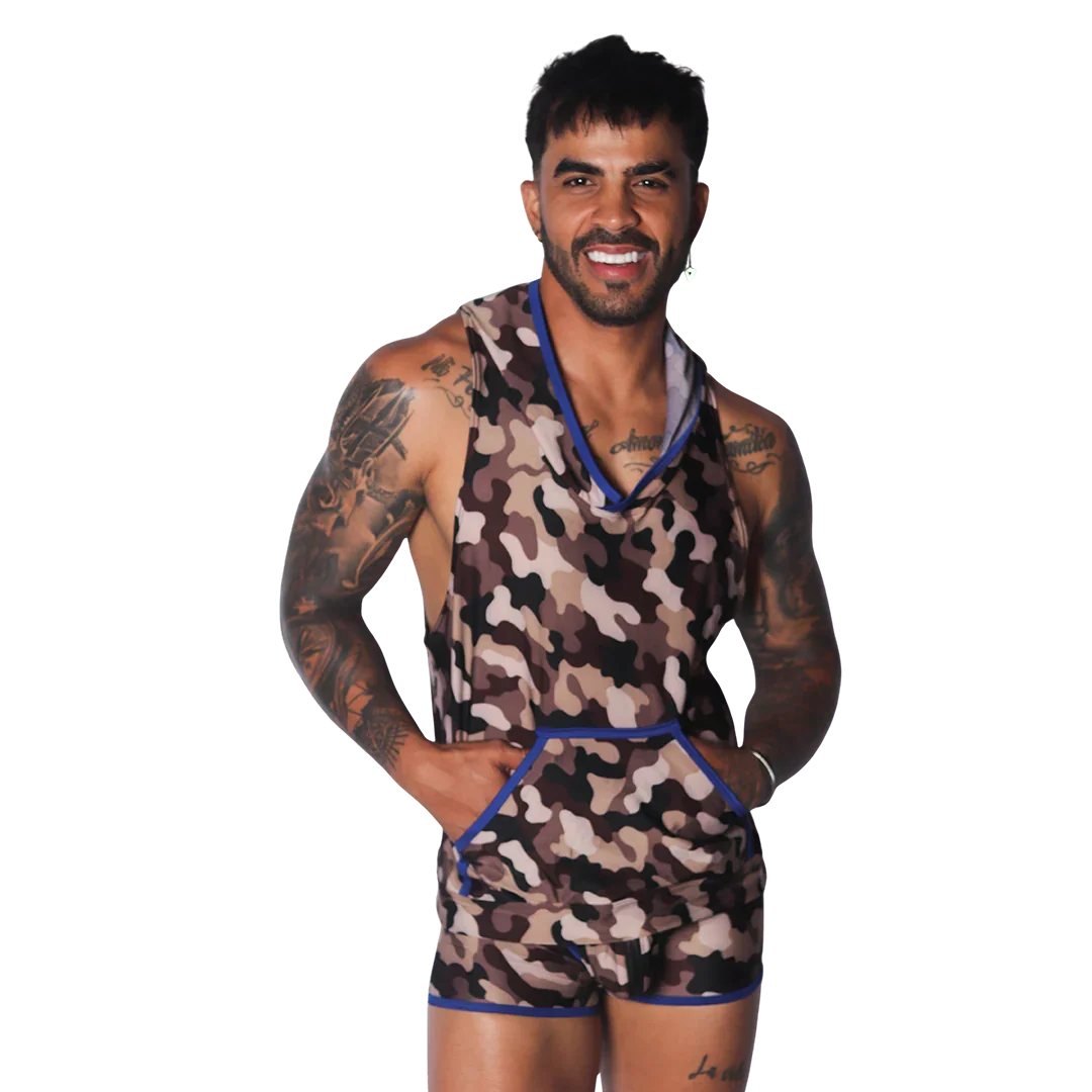 Trend Blue Hoody Tshirt on model by Gigo Underwear