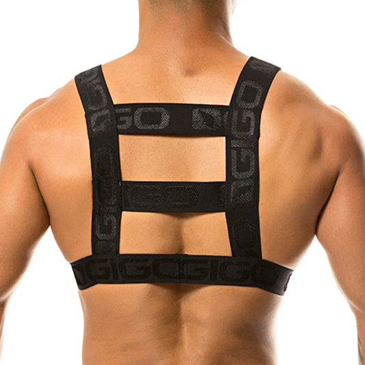 Resistless Black Harness front view by Gigo Underwear
