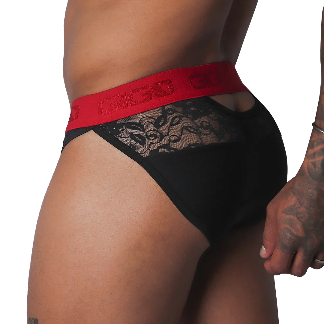 Romantic Black Brief front view by Gigo Underwear